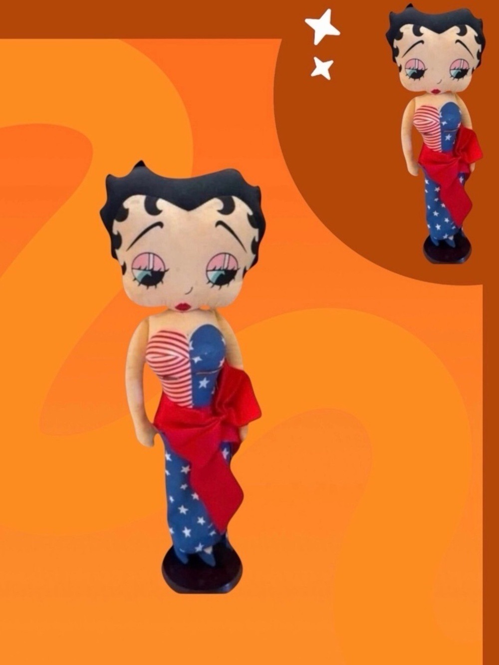 Betty Boop 1983 Patriotic Plush Rag Doll 18 Inch